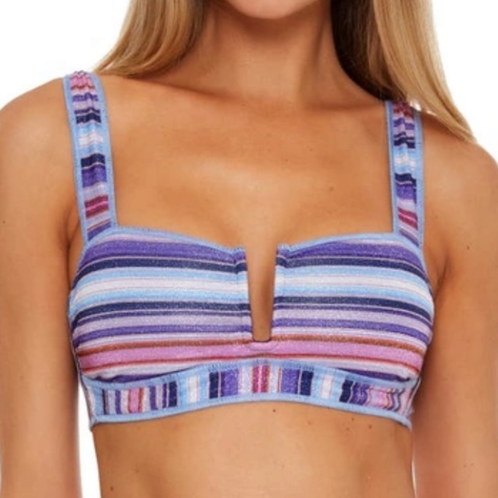 Becca by Rebecca Virtue South Coast Bandeau Bikini Top Starry Night Multi L NWT